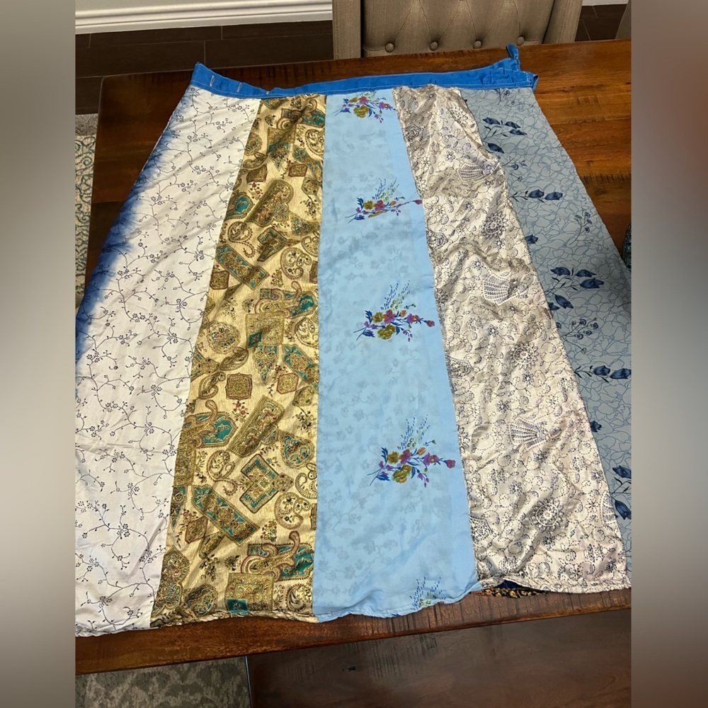 Boho Patchwork Reversible Wrap Skirt โ 100% Rayon โ Made in India - Picture 8 of 13